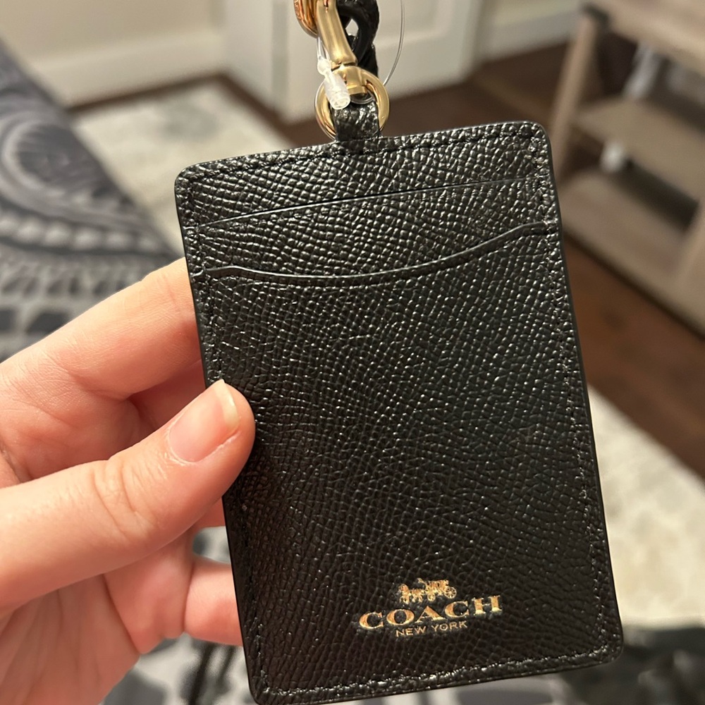Coach Black Leather Key Card Holder